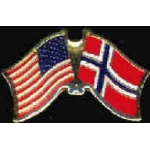 NORWAY FLAG AND USA CROSSED FLAG PIN FRIENDSHIP FLAG PINS