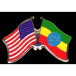 ETHIOPIA FLAG AND USA CROSSED FLAG PIN FRIENDSHIP FLAG PINS