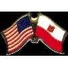 POLAND OLD STYLE FLAG AND USA CROSSED FLAG PIN FRIENDSHIP FLAG PINS