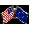 EUROPEAN UNION FLAG AND USA CROSSED FLAG PIN FRIENDSHIP FLAG PINS