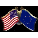 EUROPEAN UNION FLAG AND USA CROSSED FLAG PIN FRIENDSHIP FLAG PINS