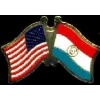 PARAGUAY FLAG AND USA CROSSED FLAG PIN FRIENDSHIP FLAG PINS