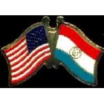 PARAGUAY FLAG AND USA CROSSED FLAG PIN FRIENDSHIP FLAG PINS