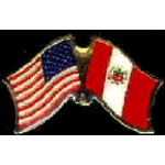 PERU FLAG AND USA CROSSED FLAG PIN FRIENDSHIP FLAG PINS