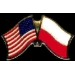 POLAND FLAG AND USA CROSSED FLAG PIN FRIENDSHIP FLAG PINS