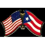 PUERTO RICO FLAG AND USA CROSSED FLAG PIN FRIENDSHIP FLAG PINS