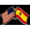 SPAIN FLAG AND USA CROSSED FLAG PIN FRIENDSHIP FLAG PINS