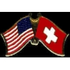 SWITZERLAND FLAG AND USA CROSSED FLAG PIN FRIENDSHIP FLAG PINS