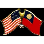 TAIWAN FLAG AND USA CROSSED FLAG PIN FRIENDSHIP FLAG PINS