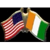 COTE D IVORY COAST FLAG AND USA CROSSED FLAG PIN FRIENDSHIP FLAG PINS