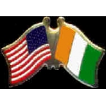 COTE D IVORY COAST FLAG AND USA CROSSED FLAG PIN FRIENDSHIP FLAG PINS