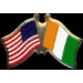 COTE D IVORY COAST FLAG AND USA CROSSED FLAG PIN FRIENDSHIP FLAG PINS