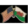 WALES FLAG AND USA CROSSED FLAG PIN FRIENDSHIP FLAG PINS