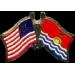 KIRIBATI FLAG AND USA CROSSED FLAG PIN FRIENDSHIP FLAG PINS