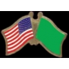 LIBYA FLAG AND USA CROSSED FLAG PIN FRIENDSHIP FLAG PINS WITH OLD STYLE FLAG
