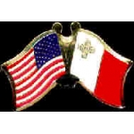 MALTA FLAG AND USA CROSSED FLAG PIN FRIENDSHIP FLAG PINS