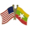 MYANMAR BURMA FLAG AND USA CROSSED FLAG PIN FRIENDSHIP FLAG PINS