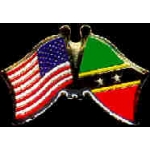 SAINT KITTS AND NEVIS FLAG AND USA CROSSED FLAG PIN FRIENDSHIP FLAG PINS