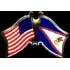 SAMOA AMERICAN FLAG AND USA CROSSED FLAG PIN FRIENDSHIP FLAG PINS