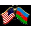 AZERBAIJAN FLAG AND USA CROSSED FLAG PIN FRIENDSHIP FLAG PINS