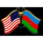AZERBAIJAN FLAG AND USA CROSSED FLAG PIN FRIENDSHIP FLAG PINS