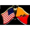 BHUTAN FLAG AND USA CROSSED FLAG PIN FRIENDSHIP FLAG PINS