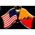 BHUTAN FLAG AND USA CROSSED FLAG PIN FRIENDSHIP FLAG PINS