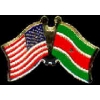 SURINAM FLAG AND USA CROSSED FLAG PIN FRIENDSHIP FLAG PINS