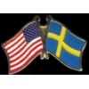 SWEDEN FLAG AND USA CROSSED FLAG PIN FRIENDSHIP FLAG PINS