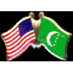 COMOROS FLAG USA CROSSED OLD STYLE FLAGS PIN