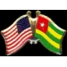 TOGO FLAG AND USA CROSSED FLAG PIN FRIENDSHIP FLAG PINS