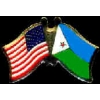 DJIBOUTI FLAG AND USA CROSSED FLAG PIN FRIENDSHIP FLAG PINS