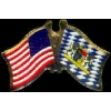 BAVARIA OLD STYLE FLAG AND USA CROSSED FLAG PIN FRIENDSHIP FLAG PINS