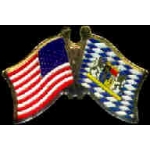 BAVARIA OLD STYLE FLAG AND USA CROSSED FLAG PIN FRIENDSHIP FLAG PINS