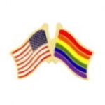 RAINBOW FLAG AND USA CROSSED FRIENDSHIP FLAG PIN