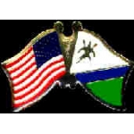LESOTHO FLAG AND USA CROSSED FLAG PIN FRIENDSHIP FLAG PINS
