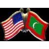MALDIVES FLAG AND USA CROSSED FLAG PIN FRIENDSHIP FLAG PINS