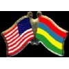 MAURITIUS FLAG AND USA CROSSED FLAG PIN FRIENDSHIP FLAG PINS