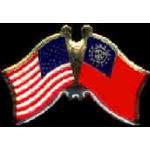 MYANMAR BURMA OLD FLAG AND USA CROSSED FLAG PIN FRIENDSHIP FLAG PINS