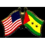 SAO TOME PRINCIPE FLAG AND USA CROSSED FLAG PIN FRIENDSHIP FLAG PINS