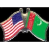 TURKMENISTAN FLAG AND USA CROSSED FLAG PIN FRIENDSHIP FLAG PINS