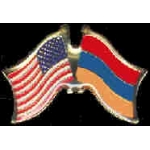 ARMENIA FLAG AND USA CROSSED FLAG PIN FRIENDSHIP FLAG PINS
