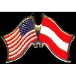 AUSTRIA FLAG AND USA CROSSED FLAG PIN FRIENDSHIP FLAG PINS