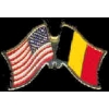 BELGIUM FLAG AND USA CROSSED FLAG PIN FRIENDSHIP FLAG PINS