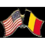 BELGIUM FLAG AND USA CROSSED FLAG PIN FRIENDSHIP FLAG PINS