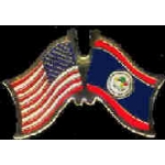 BELIZE FLAG AND USA CROSSED FLAG PIN FRIENDSHIP FLAG PINS