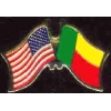 BENIN FLAG AND USA CROSSED FLAG PIN FRIENDSHIP FLAG PINS