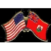 BERMUDA FLAG AND USA CROSSED FLAG PIN FRIENDSHIP FLAG PINS