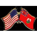 BERMUDA FLAG AND USA CROSSED FLAG PIN FRIENDSHIP FLAG PINS
