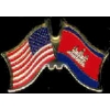 CAMBODIA FLAG AND USA CROSSED FLAG PIN FRIENDSHIP FLAG PINS